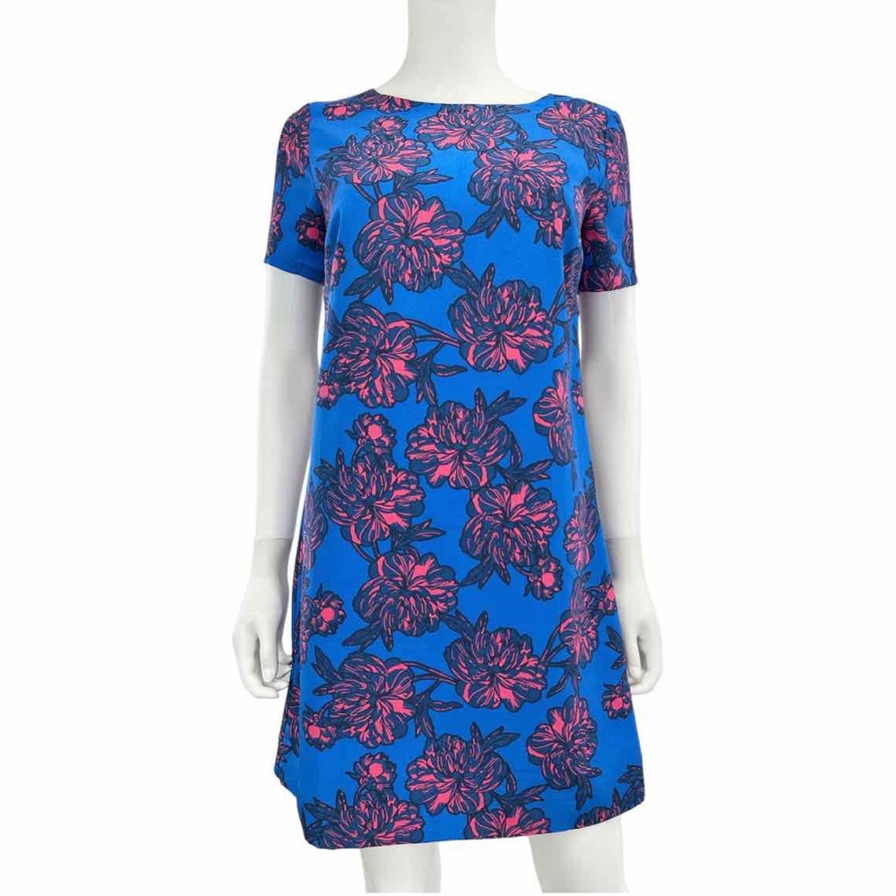 J.Crew Pink and Blue Floral Shift Dress Size 2